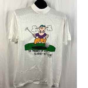VTG 1987 Madness of Golf Deadstock T-Shirt XL Rebel USA Cartoon Humor NWT